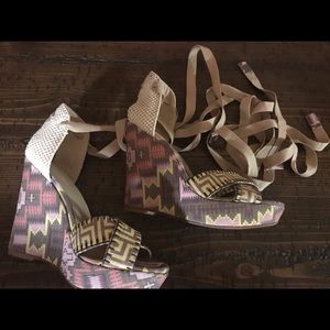 Stuart Weitzman Espadrille Wedge Sandals 7 1/2